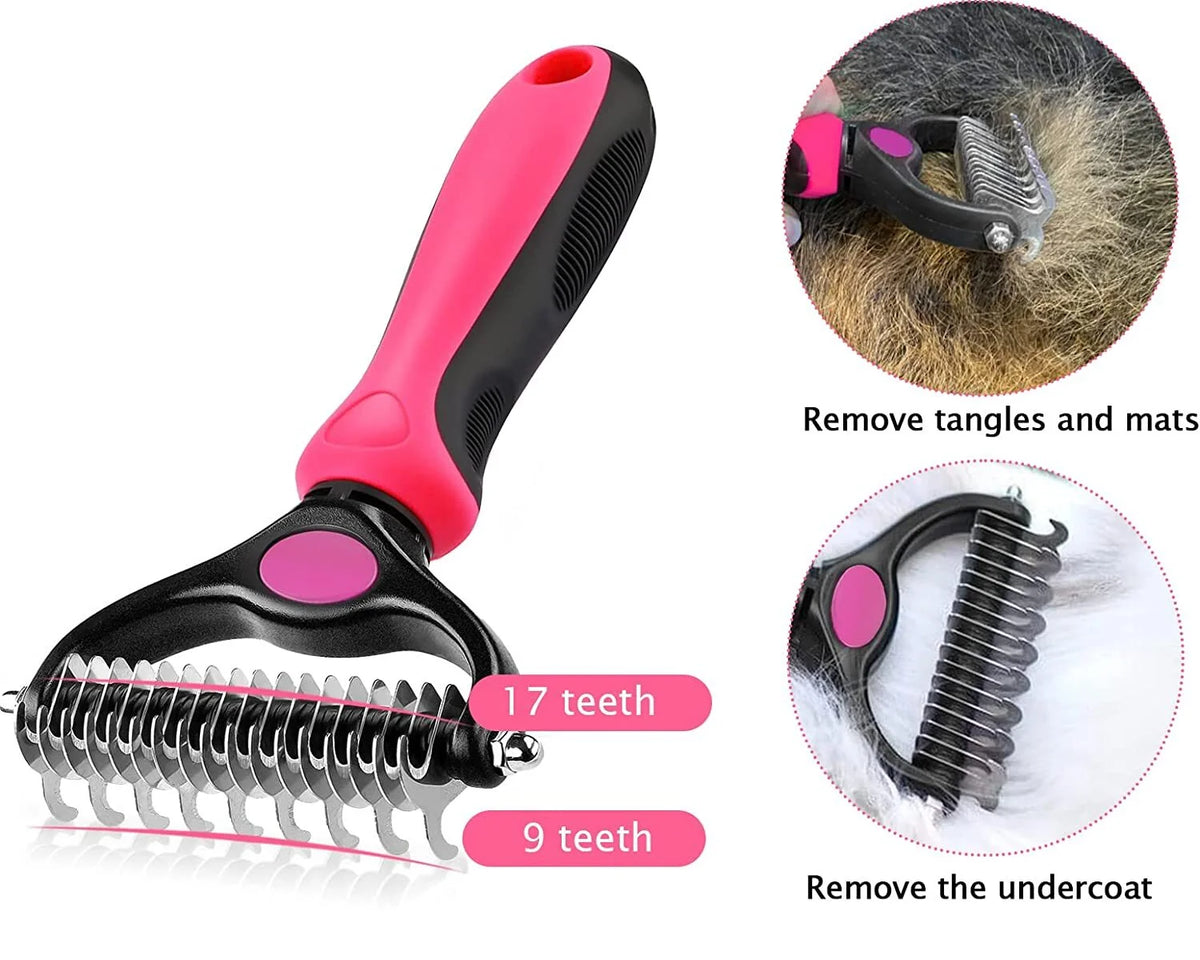Ultimate Pet Grooming Brush - Double-Sided Deshedding & Dematting Tool for Dogs & Cats - Effortless Undercoat Rake Comb for a Healthy, Shiny Coat