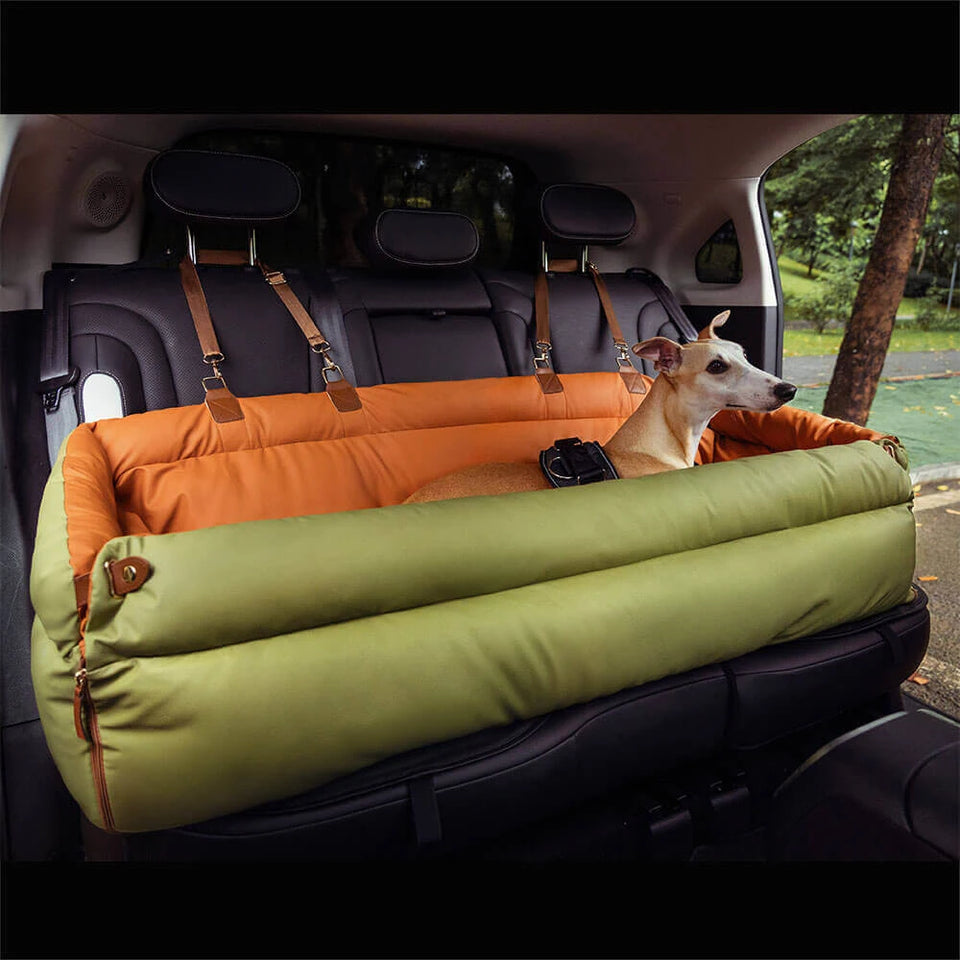 Luxury Faux Leather Pet Booster Car Seat - Comfortable Dog & Cat Travel Bed for Safe Outings