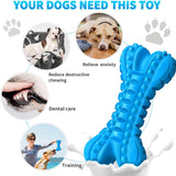 Durable Indestructible Dog Toys for Aggressive Chewers - Squeaky Chew Bones for Large Breeds, Tough Natural Rubber Puppy Chews for Effective Dental Care