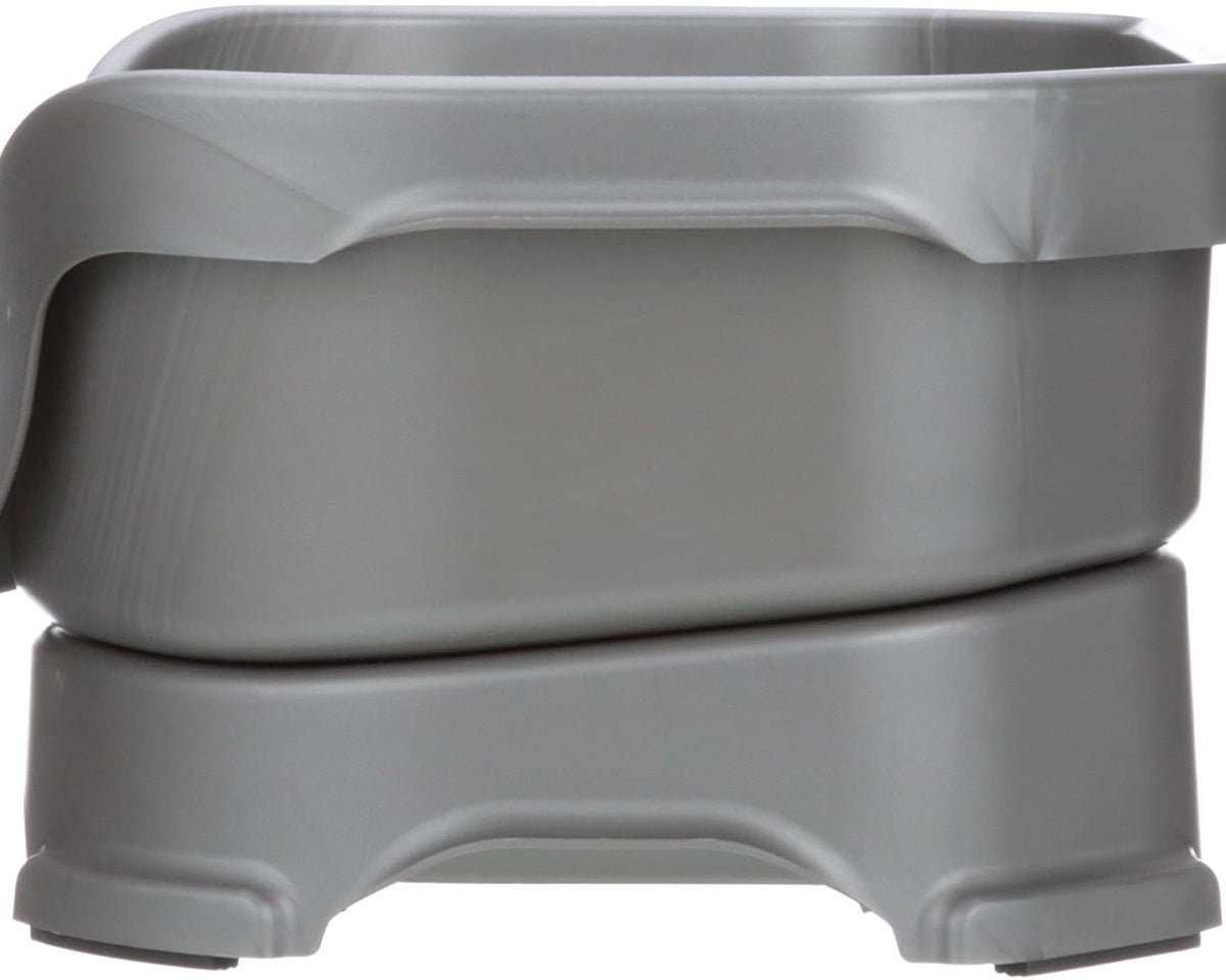 Deluxe Elevated Feeder for Small Dogs (Up to 19 lbs) - Mess-Proof Food and Water Bowl Set, USA-Made, Grey