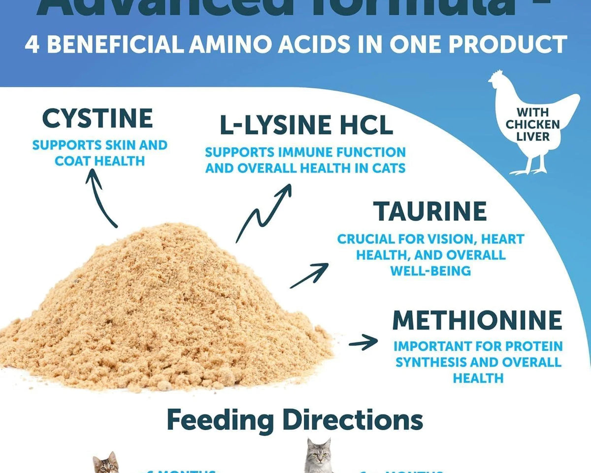 L-Lysine Powder Supplement for Cats - 900mg Immune Support Formula