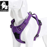 Truelove Adjustable No-Pull Reflective Dog Harness - Comfortable Control Vest in Purple, Size S