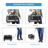 Airline Approved Rolling Pet Carrier for Small to Medium Dogs & Cats - Telescopic Handle & Wheels, Grey