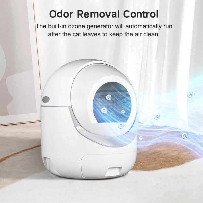 Automatic Self-Cleaning Cat Litter Box with App Control, Odor Elimination, Safety Features, and Includes Garbage Bags (Requires 2.4G Wi-Fi)