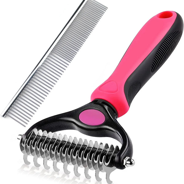 Ultimate Pet Grooming Brush - Double-Sided Deshedding & Dematting Tool for Dogs & Cats - Effortless Undercoat Rake Comb for a Healthy, Shiny Coat