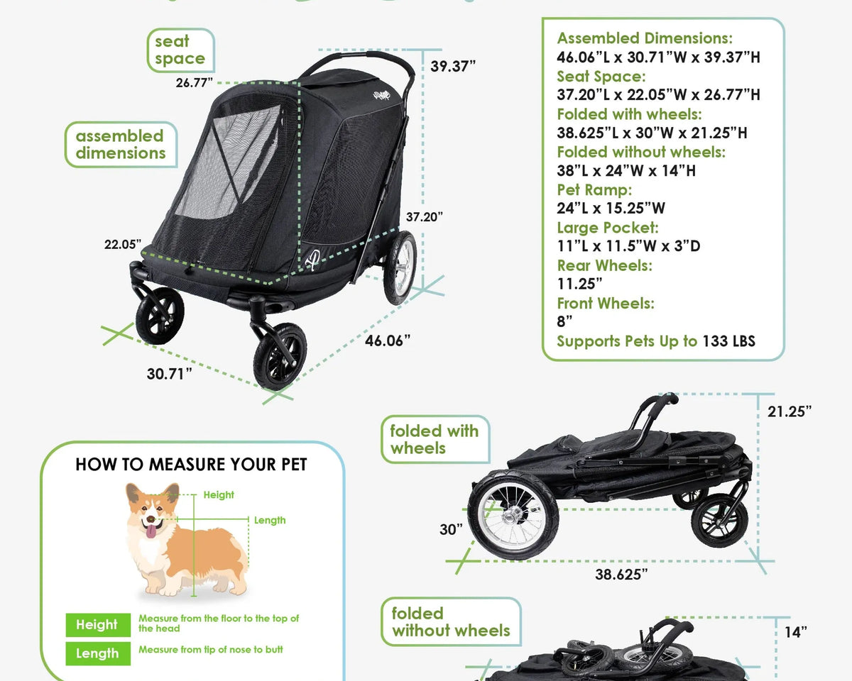 Apollo Elite Pet Stroller w/ Tire Pump