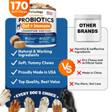 Delicious Probiotic Chews for Dogs - 170 Digestive Enzymes & Prebiotics for Optimal Gut Health!