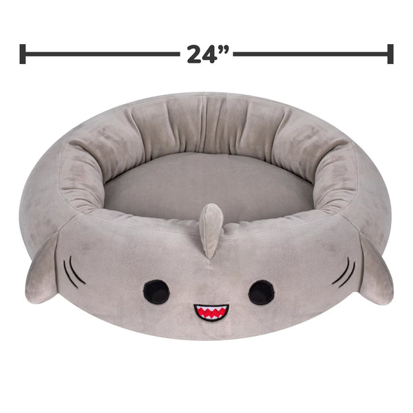 Indulge Your Pet with the 24-Inch Ultra Soft Gray Shark Plush Bed – Perfect for Dogs and Cats