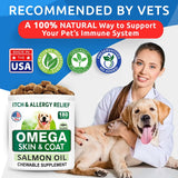 Omega 3 Fish Oil Treats for Dogs - 180 Soft Chews for Shedding, Skin Allergies, Itch Relief & Joint Health - Premium Salmon Oil with EPA & DHA for a Healthy Coat