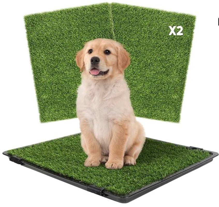 Upgrade Your Pet's Potty Experience: Petlovevibes Reusable Dog Grass Pad with Tray - Includes 2 Replaceable Grass Mats, Quick Absorbent & Washable for Indoor Use, Perfect for Small to Large Dogs (22"X18")
