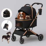 Premium Pet Stroller for Dogs & Cats - Foldable, Waterproof, with Storage Basket & Smooth Swivel Wheels for Ultimate Comfort!