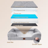 Orthopedic Dog Beds for Extra Large Dogs 44X32Inch, Waterproof Memory Foam XL Pet Bed with Sides, Non-Slip and Egg-Crate Foam Big Dog Couch Bed with Washable Removable Cover, Grey