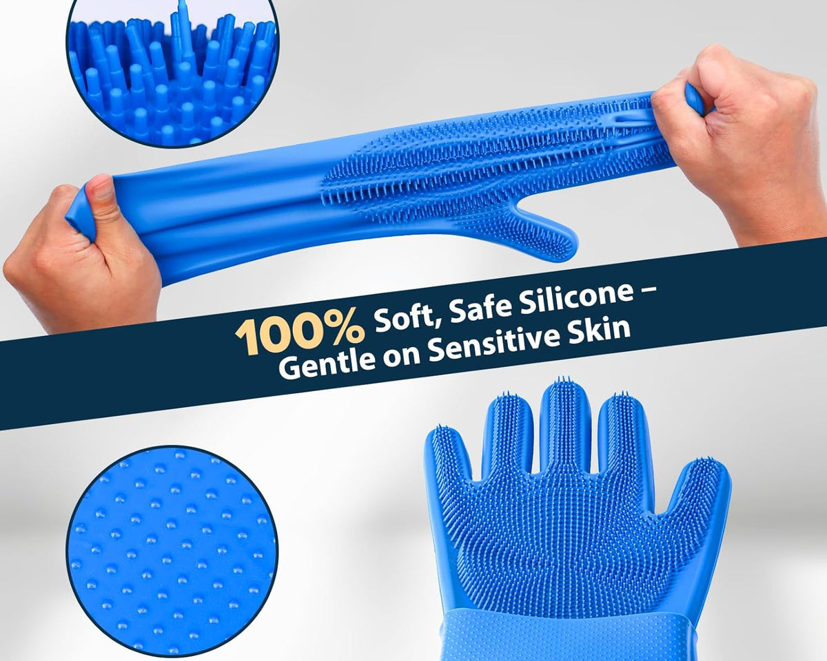 6PCS Pet Grooming Kit for Dogs,Cats and Horses | Dog Washing Gloves | Dog Bath Brush | Dog Bath Gloves | Dog Shampoo Brush | Pet Grooming Gloves | Dog Bath Supplies (Navy Blue)