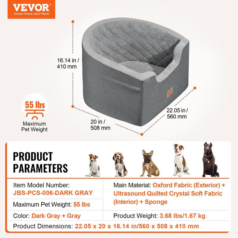  Waterproof Dog Booster Seat for Car with a Storage Pocket