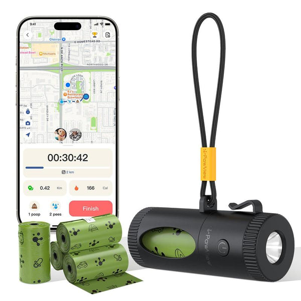Pawview Hands-Free Retractable Dog Poop Bag Dispenser with Flashlight & Hook,