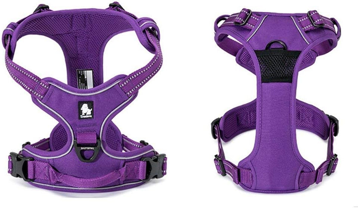 Truelove Adjustable No-Pull Reflective Dog Harness - Comfortable Control Vest in Purple, Size S