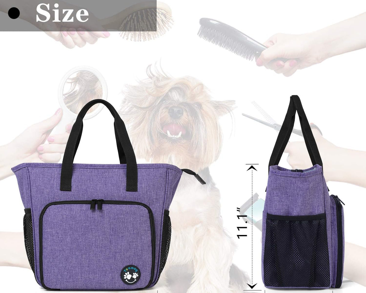 Stylish Purple Professional Pet Grooming Tote - Ultimate Organizer for Shears, Deshedding Tools, Towels, Shampoo & More!