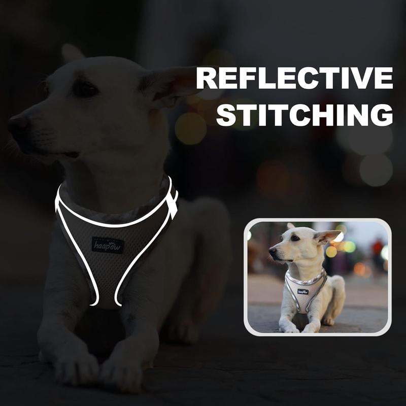 Adjustable No-Pull Dog Harness and Leash Set with Reflective Design and Padded Vest for Extra-Small to Medium Dogs