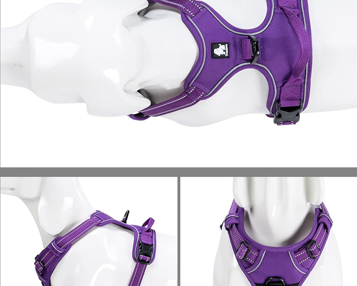 Truelove Adjustable No-Pull Reflective Dog Harness - Comfortable Control Vest in Purple, Size S