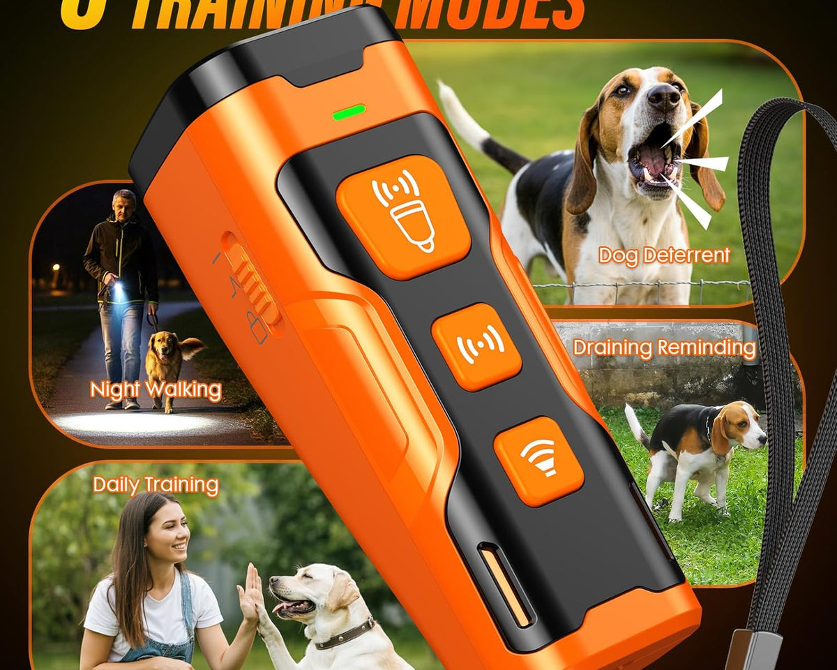 Dog Bark Deterrent Device, 3X Ultrasonic anti Barking, 6 Training Modes 23 FT Range Barks No More Indoors Outdoors Behavior Correct Safe & Humane Rechargeable Compact Bark Control for Dogs