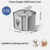2.5L Stainless Steel Pet Water Dispenser - Large Capacity Pet Drinking Fountain for Dogs and Cats