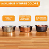 Hammered Decorative Designer Bowls - Premium Luxury Pet Dishes for Dogs and Cats (Small, Copper)