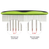 Grip Ease Dual-Sided Pet Grooming Comb - Wide & Narrow Teeth - Green