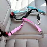 Adjustable Pet Car Seat Belt Harness - Safe Travel Leash for Dogs and Cats, Machine Washable Nylon Design