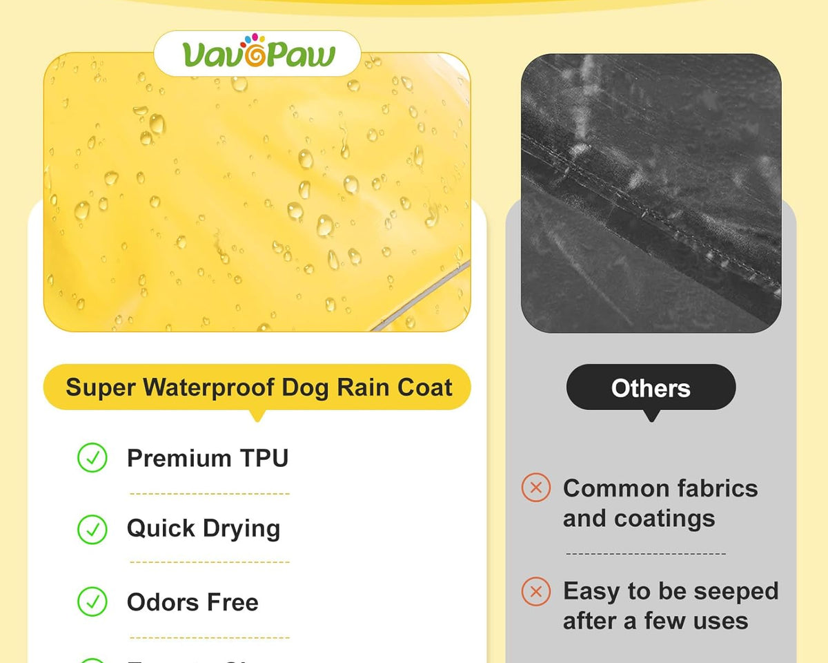 Adjustable Dog Raincoat with Clear Hood and Reflective Strips for Large, Medium, and Small Dogs - Yellow, Size L