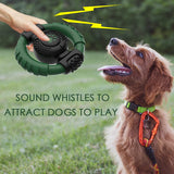 Durable Squeaky Dog Chew Toy - Rubber Steering Wheel Design for Medium and Large Breeds (Green)