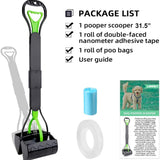 Ultimate Heavy-Duty Dog Pooper Scooper with 31.5-Inch Handle - Perfect for All Dog Sizes, Includes Waste Bags, Portable & Durable for Grass and Gravel Cleanup