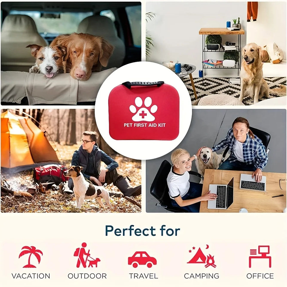 Ultimate 61-Piece Portable Pet First Aid Kit for Dogs and Cats - Essential Medical Supplies for Outdoor Travel and Camping