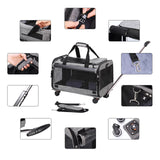 Airline Approved Rolling Pet Carrier for Small to Medium Dogs & Cats - Telescopic Handle & Wheels, Grey