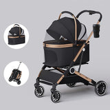 Premium Pet Stroller for Dogs & Cats - Foldable, Waterproof, with Storage Basket & Smooth Swivel Wheels for Ultimate Comfort!