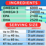 Omega 3 Fish Oil Treats for Dogs - 180 Soft Chews for Shedding, Skin Allergies, Itch Relief & Joint Health - Premium Salmon Oil with EPA & DHA for a Healthy Coat