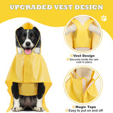 Adjustable Dog Raincoat with Clear Hood and Reflective Strips for Large, Medium, and Small Dogs - Yellow, Size L