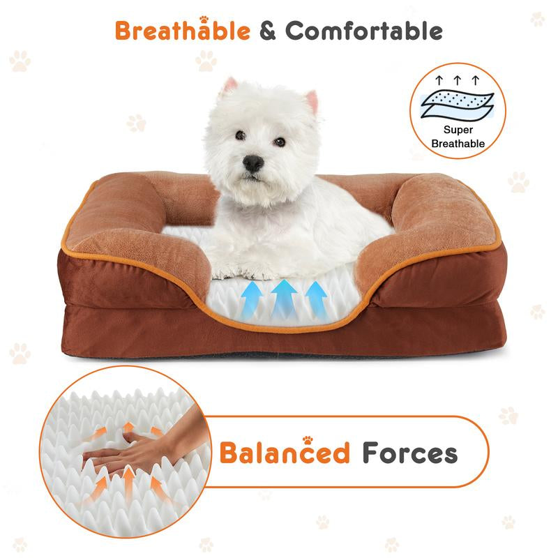 Premium Orthopedic Memory Foam Pet Bed for Small Dogs and Cats - Washable Cover, Non-Slip Base, Waterproof Liner, and Egg Crate Foam for Superior Sleep Comfort