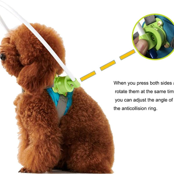 Adjustable Lightweight Blind Dog Harness Vest with Halo - Enhance Safety and Confidence for Your Pet (Blue-Green, XX-Small)