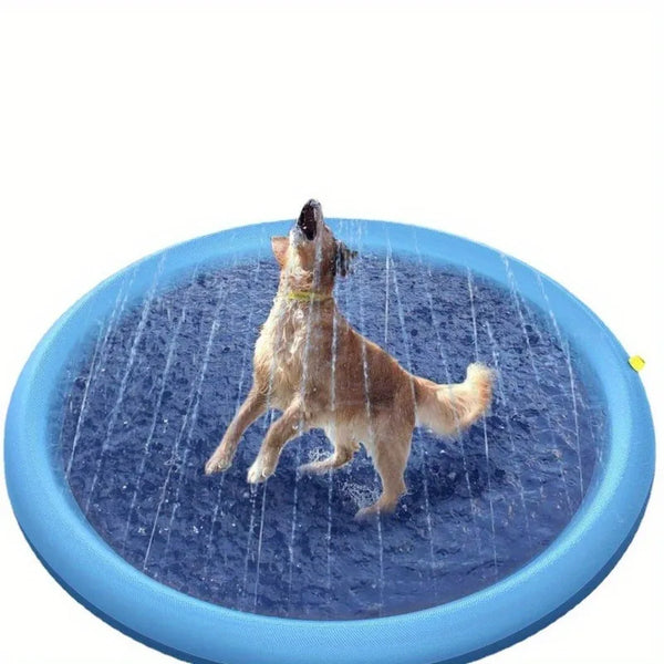 Ultimate Heavy-Duty Outdoor Pet Bathing Basin with Spray Function - Non-Slip Dog Water Play Mat for Summer Fun!