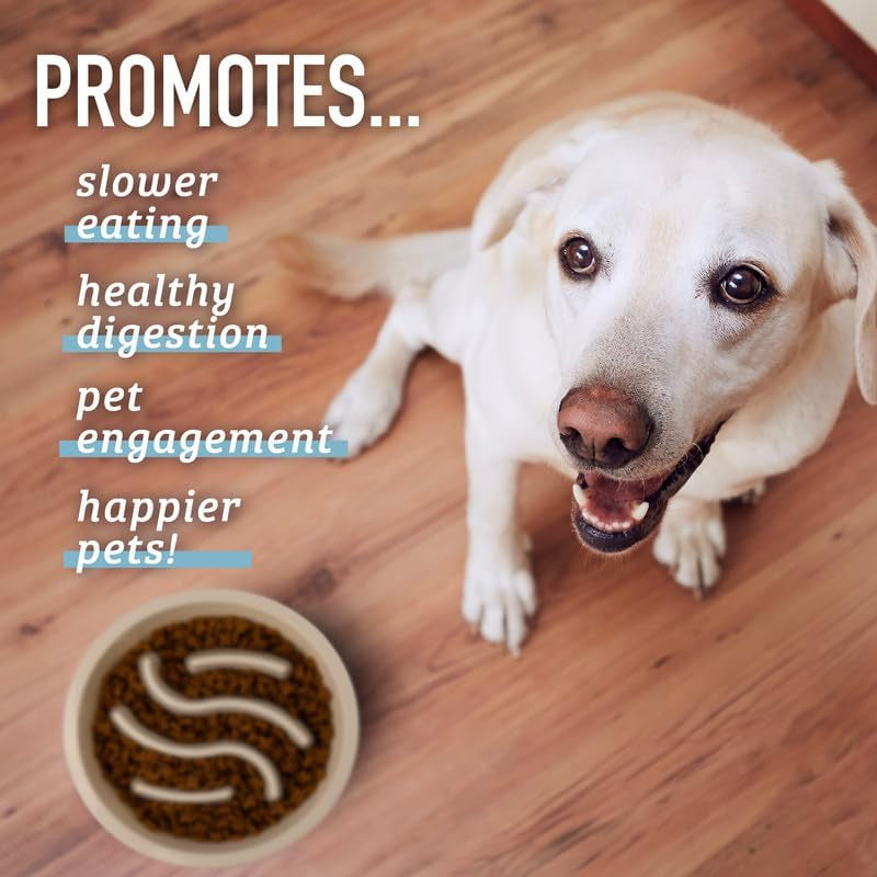 Puzzle Slow Feeder Dog Bowl - 2-Cup Capacity with 7.5-8 Inch Opening Suitable for All Breeds