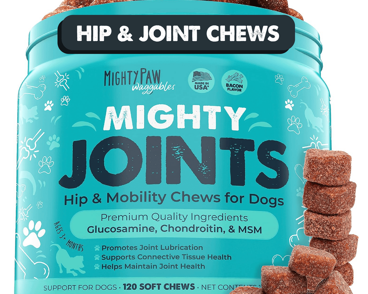 Waggables Hip & Joint Chews for Dogs - Vet-Formulated Glucosamine, Chondroitin & MSM Supplement for Enhanced Mobility - 120 Count