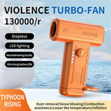 High-Speed Portable Mini Fan & Air Duster - Turbo Blower with Rechargeable Light for Ultimate Car Cleaning