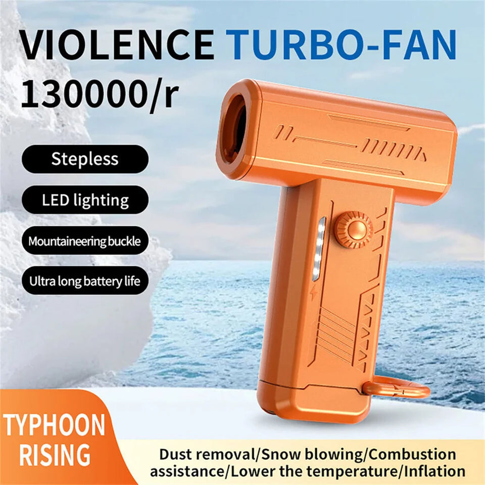 High-Speed Portable Mini Fan & Air Duster - Turbo Blower with Rechargeable Light for Ultimate Car Cleaning