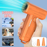 High-Speed Portable Mini Fan & Air Duster - Turbo Blower with Rechargeable Light for Ultimate Car Cleaning