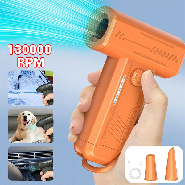 High-Speed Portable Mini Fan & Air Duster - Turbo Blower with Rechargeable Light for Ultimate Car Cleaning