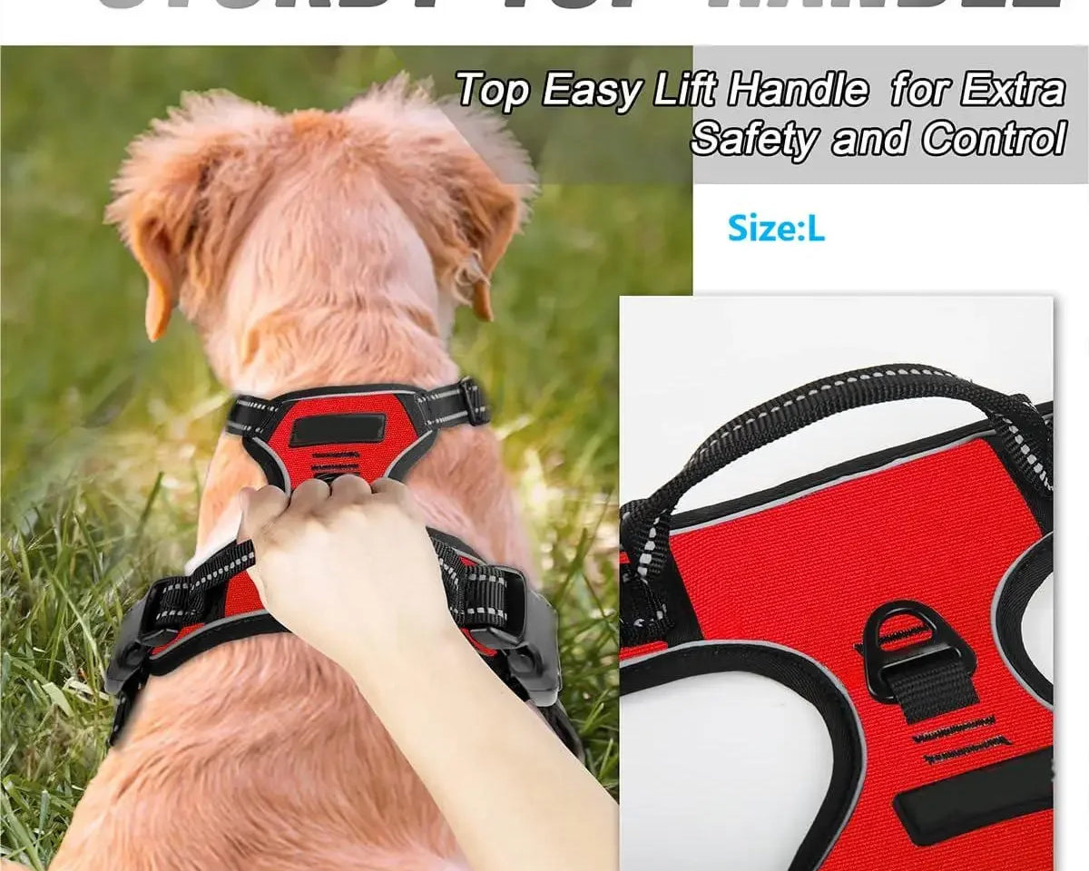 No Pull Dog Harness Front Clip Heavy Duty Reflective Easy Control Handle for Large Dog Walking