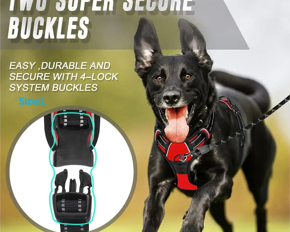 No Pull Dog Harness Front Clip Heavy Duty Reflective Easy Control Handle for Large Dog Walking