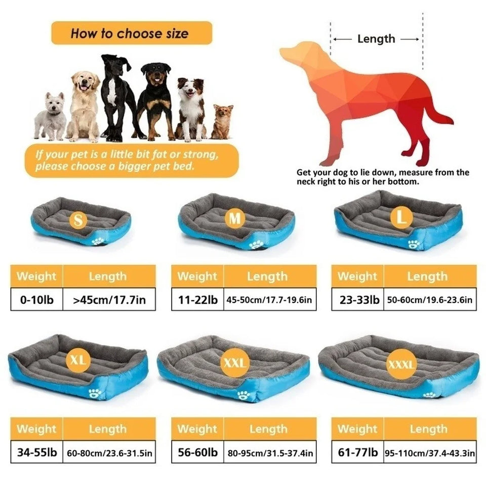 Large Dog Bed Square Plush Cat Nest Kennel All Season Washable Dog Sofa Waterproof Mattress Cat Bed for Medium Dogs Accessories