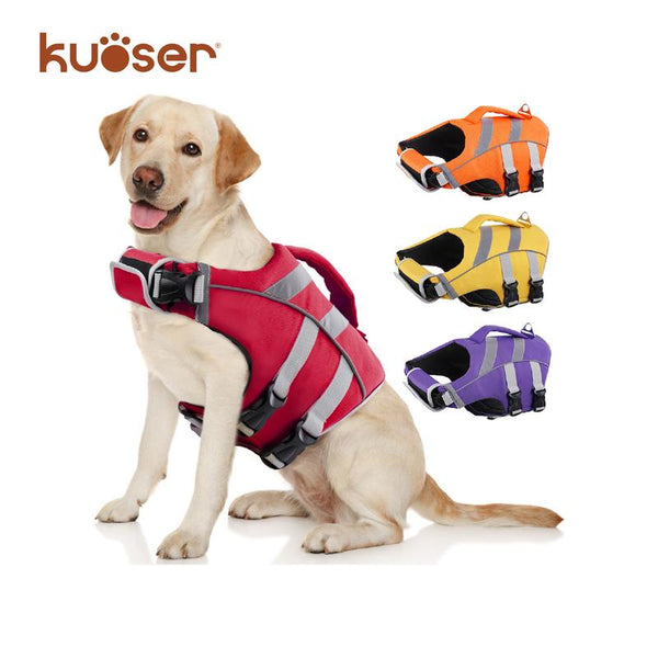 Kuoser High-Visibility Dog Life Jacket - Adjustable, Lightweight, and Reflective for Ultimate Safety and Floatation