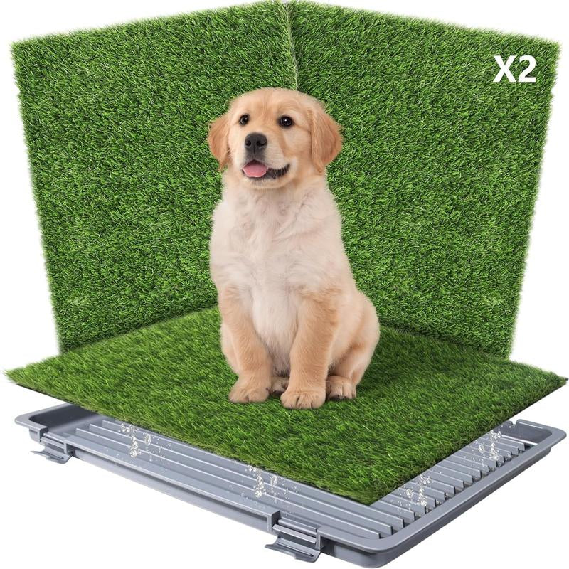 Upgrade Your Pet's Potty Experience: Petlovevibes Reusable Dog Grass Pad with Tray - Includes 2 Replaceable Grass Mats, Quick Absorbent & Washable for Indoor Use, Perfect for Small to Large Dogs (22"X18")